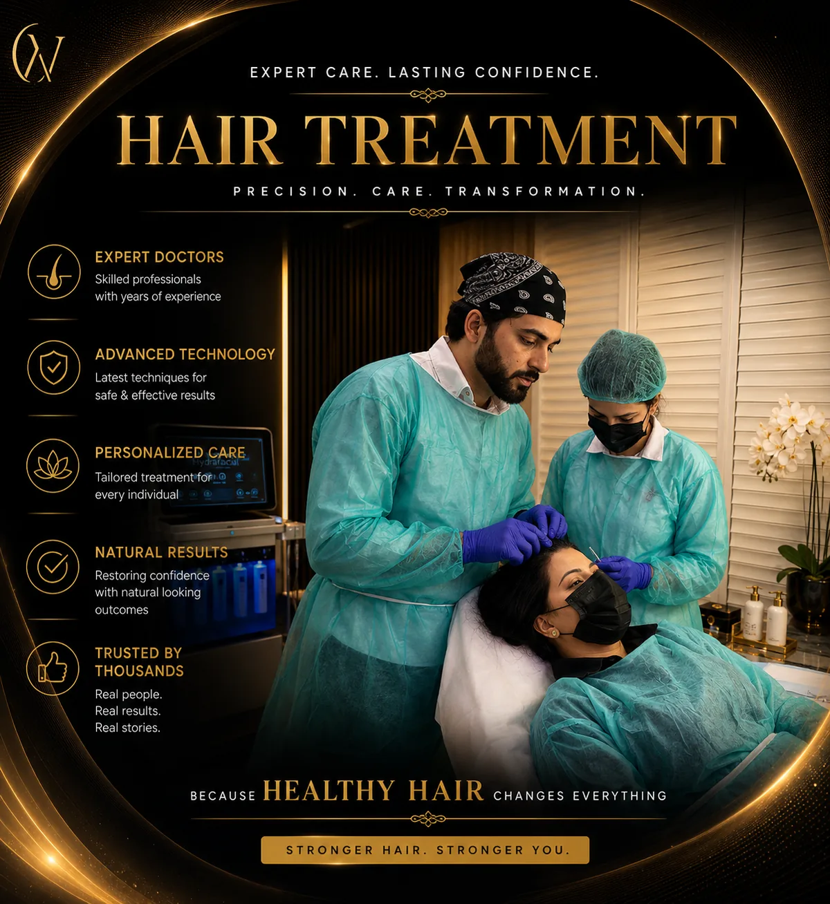 Before and after hair transplant result at WBSK