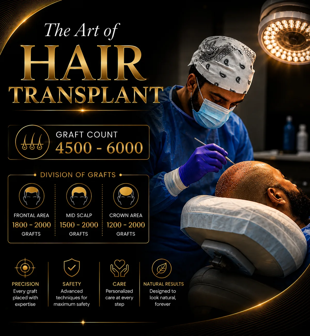 Before and after hair transplant result at WBSK