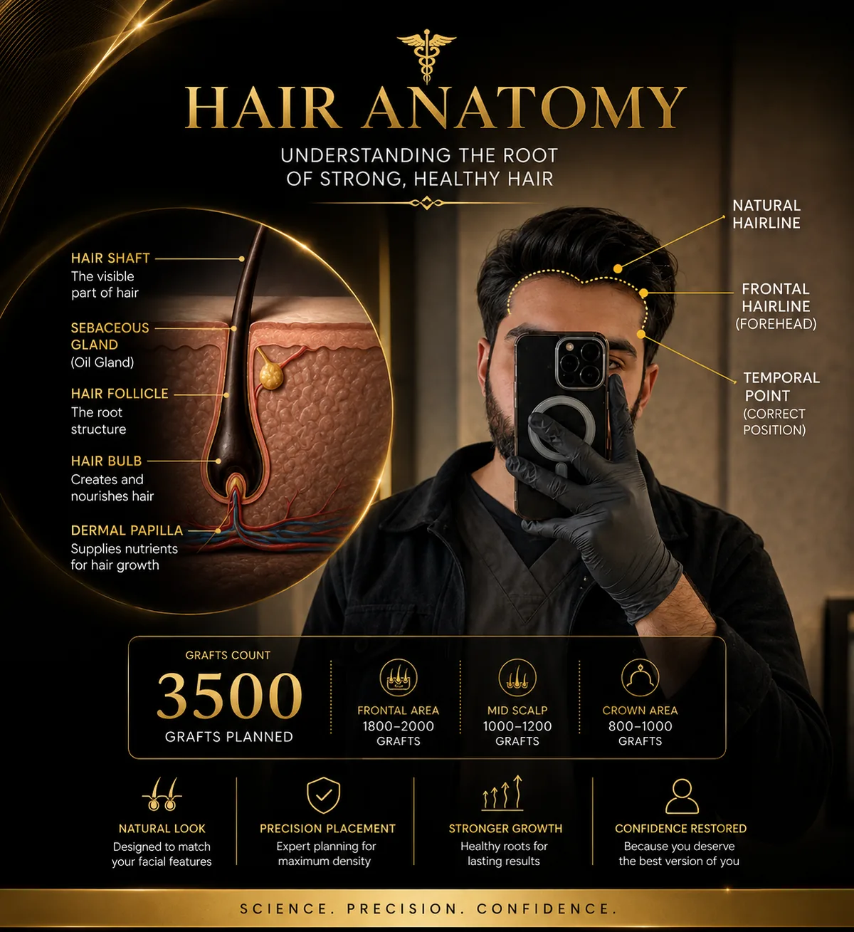 Before and after hair transplant result at WBSK